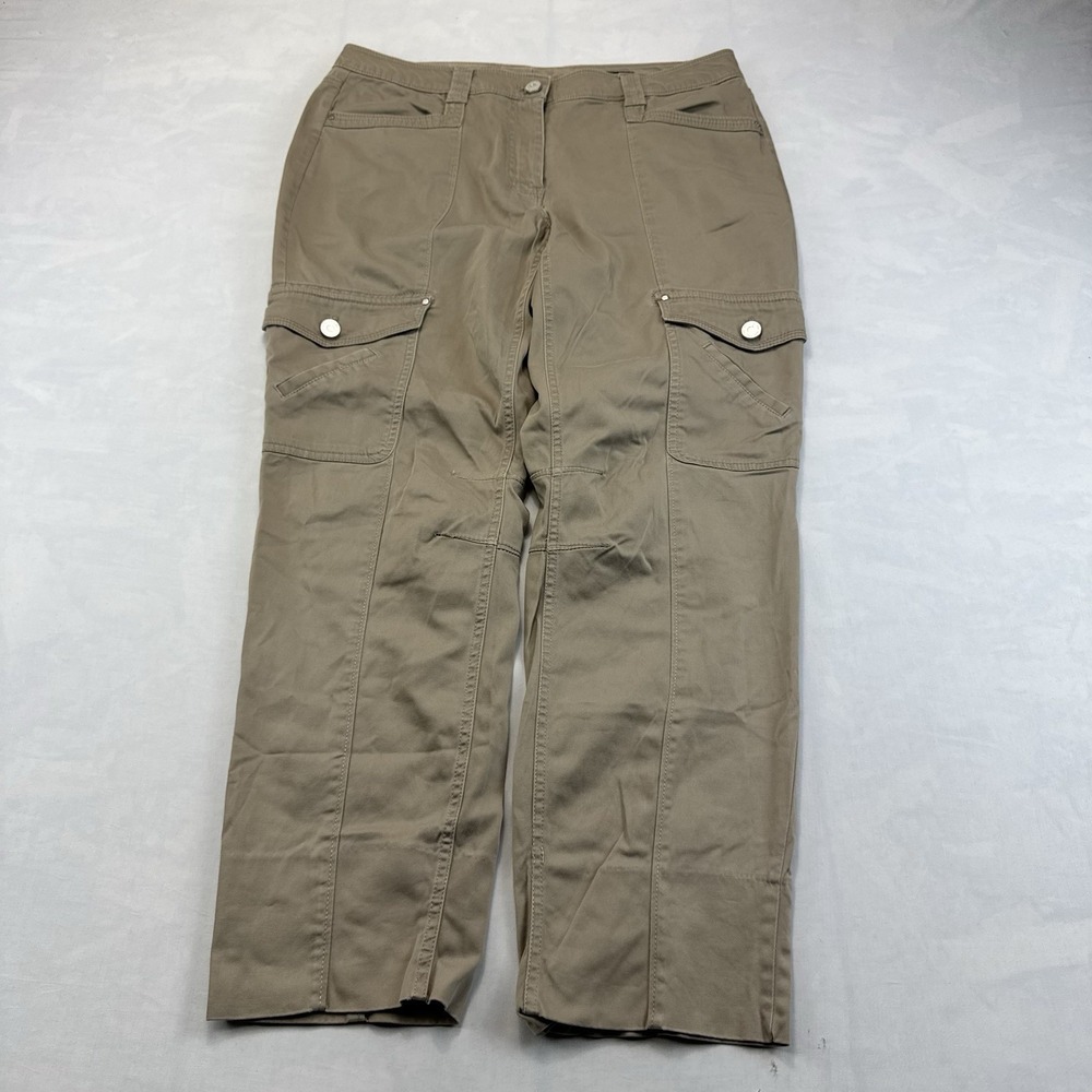 White House Black Market Women's Size 12 Khaki Cargo Utility Pants Straight Leg